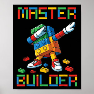 Baumeister-Tee Dabbing-Blöcke Ziegel Bauen  Poster