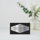 Baumetall QR-Code Schwarz Metallic Silber Visitenkarte (Stehend Vorderseite)