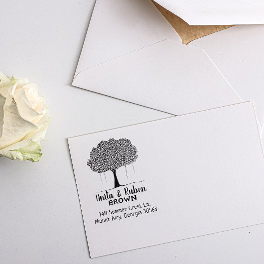 Baumfamilie Rücksendeadresse Gummistempel