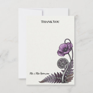 Baumfarn und Mohn Botanisch Dankeskarte
