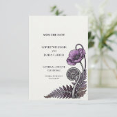 Baumfarn und Mohn Botanisch Save The Date (Stehend Vorderseite)