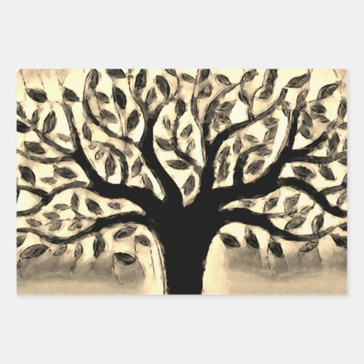 Baumflächen Gelbe Landschaft Aquarell Geschenkpapier Set (Vorderseite 2)