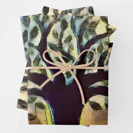 Baumflächen Gelbe Landschaft Aquarell Geschenkpapier Set (Beispiel)