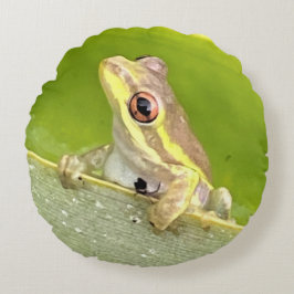 Baumfrosch auf Ananas-Pflanze-Kissen Rundes Kissen