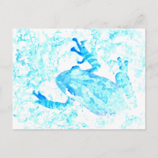 Baumfrosch invertiert blaues Moosdesign Postkarte (Vorderseite)