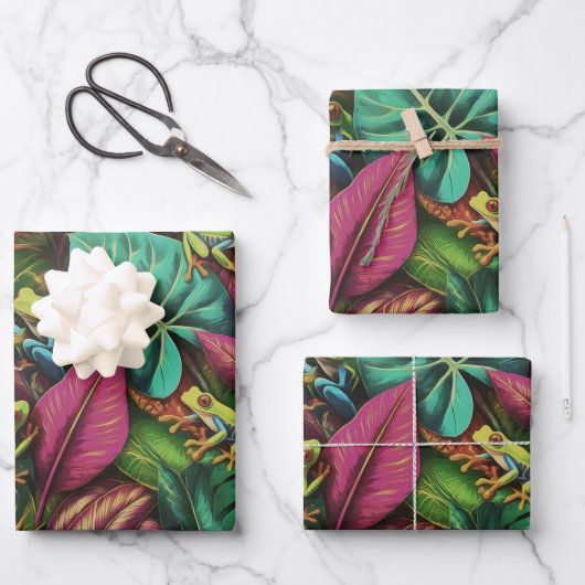 Baumfrosch-Träume Nahtloses Oberflächenmuster Geschenkpapier Set (Vorderseite)