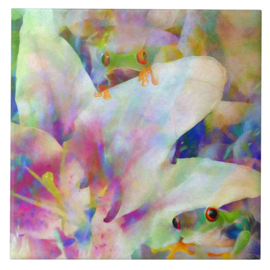 Baumfrösche und Lilien Fliese (Vorderseite)