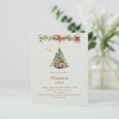 Baumgarland Rot-Grün Weihnachtszeit Party Einladun (Stehend Vorderseite)