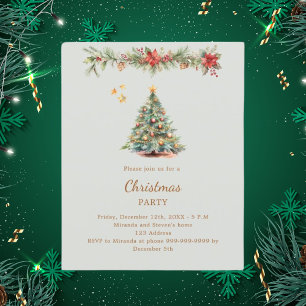 Baumgarland Rot-Grün Weihnachtszeit Party Einladun