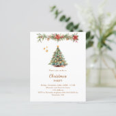 Baumgarland Rote QR Weihnachtszeit Party Einladung (Stehend Vorderseite)