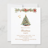 Baumgarland Rote QR Weihnachtszeit Party Einladung (Vorderseite)