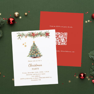 Baumgarland Rote QR Weihnachtszeit Party Einladung