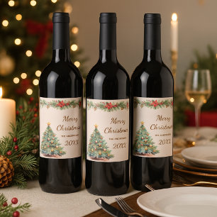 Baumgarten Rote Blumen Sahne Weihnachtscreme Party Weinetikett