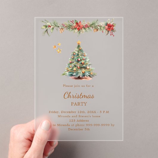 Baumgarten rote Blumen Weihnachtsgebirge Party mat Acryleinladungen (Insitu (Handheld))