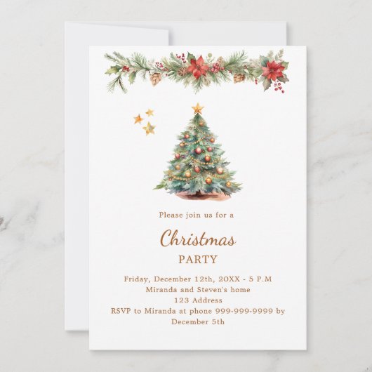 Baumgarten Rote Florale QR Code Weihnachtsgebäck P Einladung (Vorderseite)