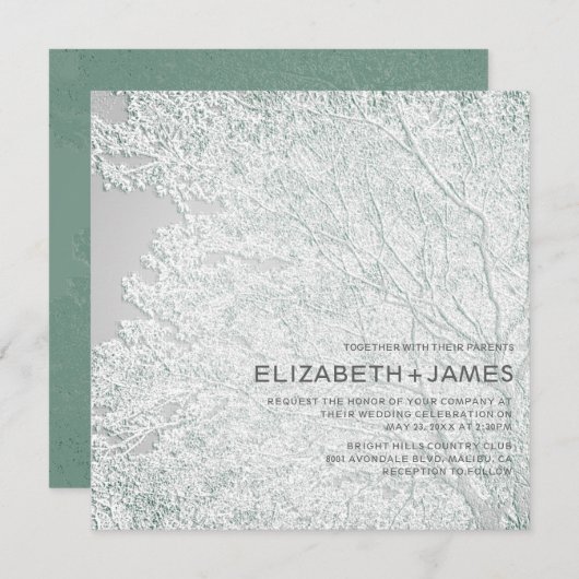 Baumgefühlte einzigartige Hochzeit mit Embossed © Einladung (Vorne/Hinten)