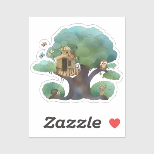 Baumhaus Aufkleber (Blatt)