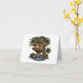 Baumhaus in Palme mit Lichtern Karte (Gelbe Blume)