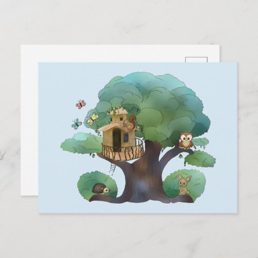Baumhaus Postkarte (Vorne/Hinten)
