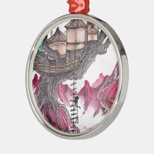 Baumhaus Silbernes Ornament (Links)