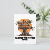 Baumhaus und Kürbis Postkarte (Stehend Vorderseite)