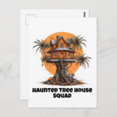 Baumhaus und Kürbis Postkarte (Vorne/Hinten)