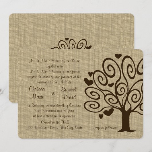 Baumheer-Hochzeit Einladung (Vorne/Hinten)