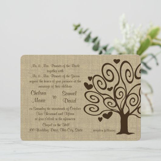 Baumheer-Hochzeit Einladung (Stehend Vorderseite)