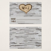 Baumherz Initialen rustikale Hochzeit Platzkarte (Vorne & Hinten)