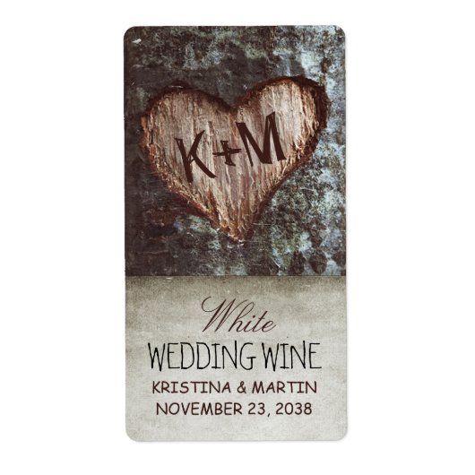 Baumherz rustikale Trauweinetiketten (Vorne)