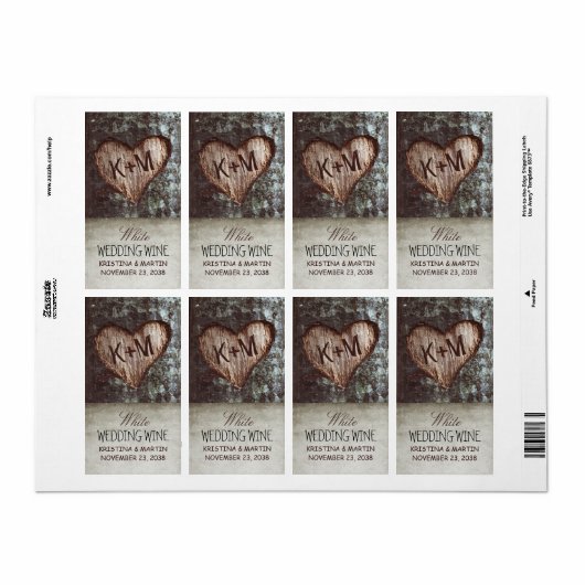 Baumherz rustikale Trauweinetiketten (Vorne)