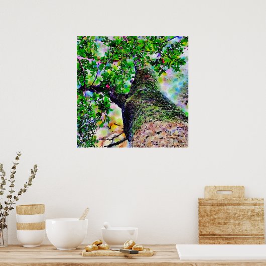 "Baumhug" farbiges Wasserfarbenposter Poster (Küche)