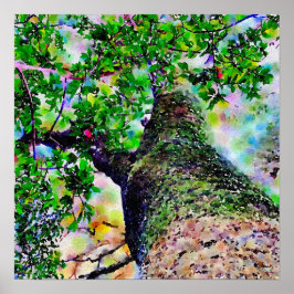 "Baumhug" farbiges Wasserfarbenposter Poster