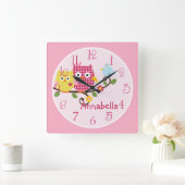 Baumhühner und Vogelkid-Kinderuhr Quadratische Wanduhr (Zuhause)