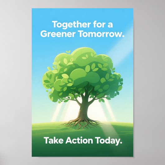 Baumillustration für Umweltbewusstsein Grüne Erde Poster (Vorne)