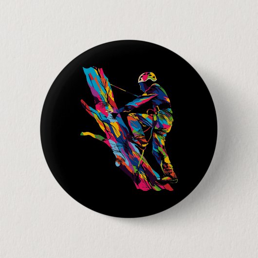 Baumkletterer Arborist Popart - Uni-Erwachsene, Ku Button (Vorderseite)