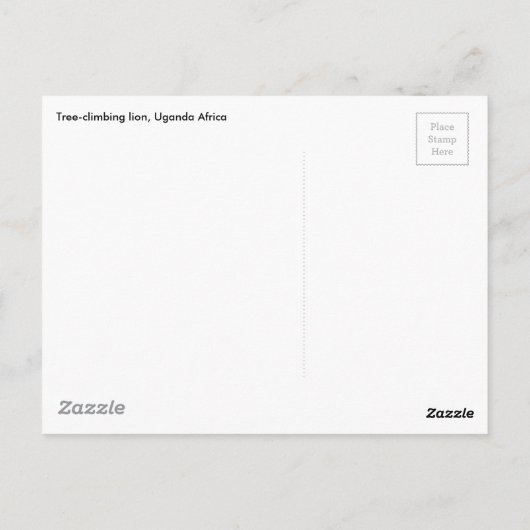 Baumkletterlion, Uganda Afrika Postkarte (Rückseite)