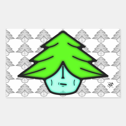 Baumkrieger (Cartoon wie Gesicht) v1.1 Rechteckiger Aufkleber (Vorderseite)