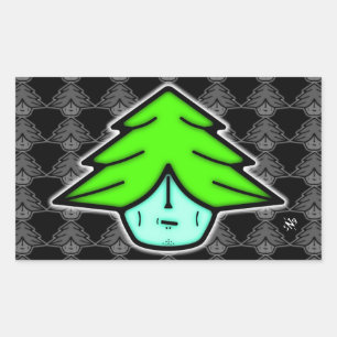 Baumkrieger (Cartoon wie Gesicht) v2.1, rechteckig Rechteckiger Aufkleber
