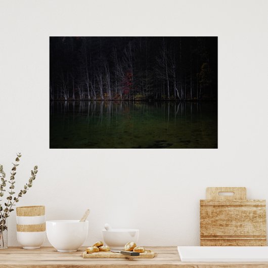 Baumlandschaft am See Poster (Küche)