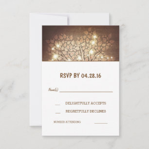 Baumlichter Rustikale Holzene Hochzeits-RSVP-Karte RSVP Karte
