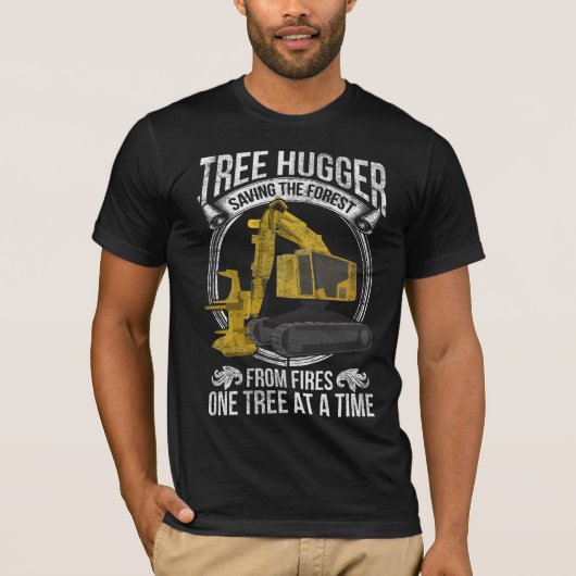 Baumloggen Joke Forestry Harvester T-Shirt (Vorderseite)