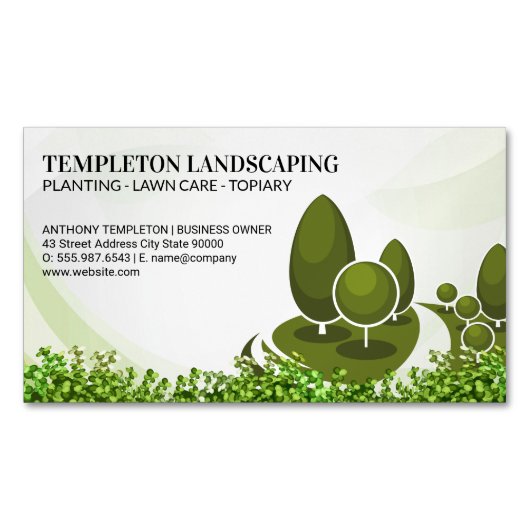 Baumlogo | Bushes | Gartenarbeit Magnetische Visitenkarte (Vorderseite)