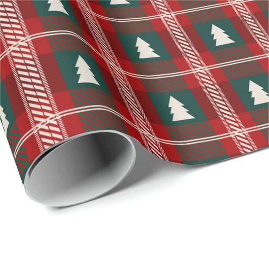 Baummuster Kariert Geschenkpapier (Rolleneckpunkt)