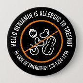 Baumnuss-Allergie-Abzeichen Button (Vorderseite)