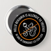 Baumnüsse Allergisches Abzeichen Button (Vorne & Hinten)
