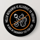 Baumnüsse Allergisches Abzeichen Button (Vorderseite)