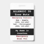 BaumNut Food Allergy Alert Label Ausweis (Rückseite)