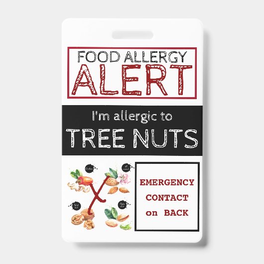 BaumNut Food Allergy Alert Label Ausweis (Vorderseite)