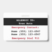 BaumNut Food Allergy Alert Label Ausweis (Rückseite)